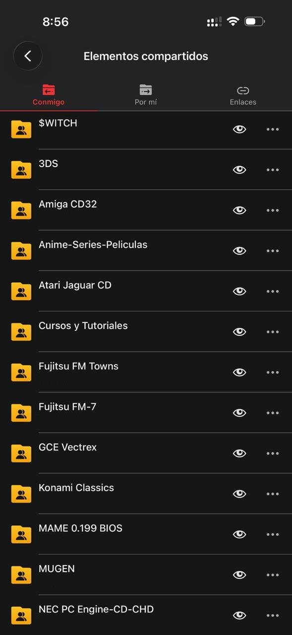Listado del catálogo en celular